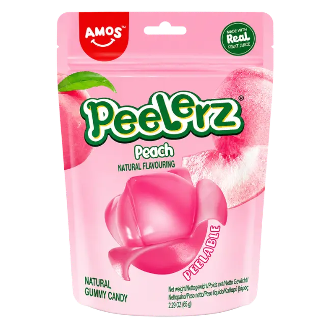 AMOS Peelerz Peach 65g peelable gummy candy