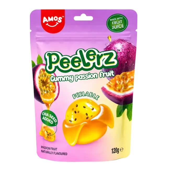 AMOS Peelerz Passion Fruit peelable gummy candy 120g