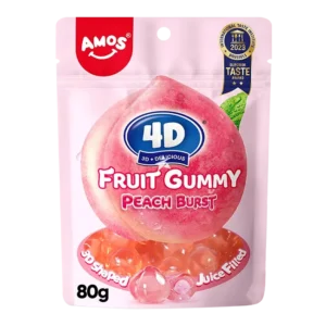 Amos 4D Peach Juice-burst Gummy Candy