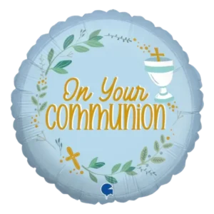 On Your Communion Blue - 18 inch Balloon