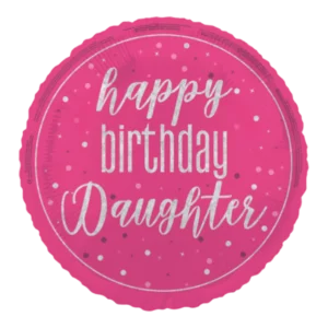 Pink/Silver Glitz Happy Birthday - 18 inch Balloon