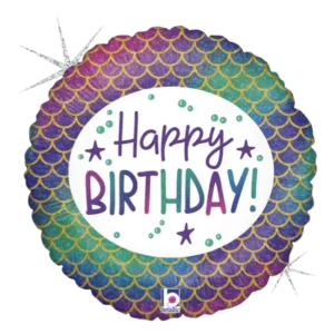 Happy Birthday Glitter Mermaid - 18 inch Balloon