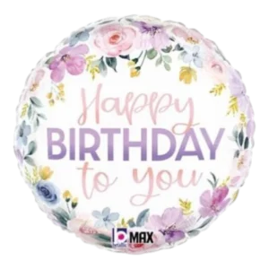 Floral Watercolor Birthday - 18 inch Balloon