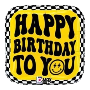 Smiley Checkerboard Birthday - 18 inch Balloon