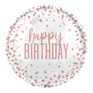 Confetti Happy Birthday Rose Gold - 18 inch Balloon
