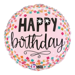 Pink Confetti Birthday - 18 inch Balloon