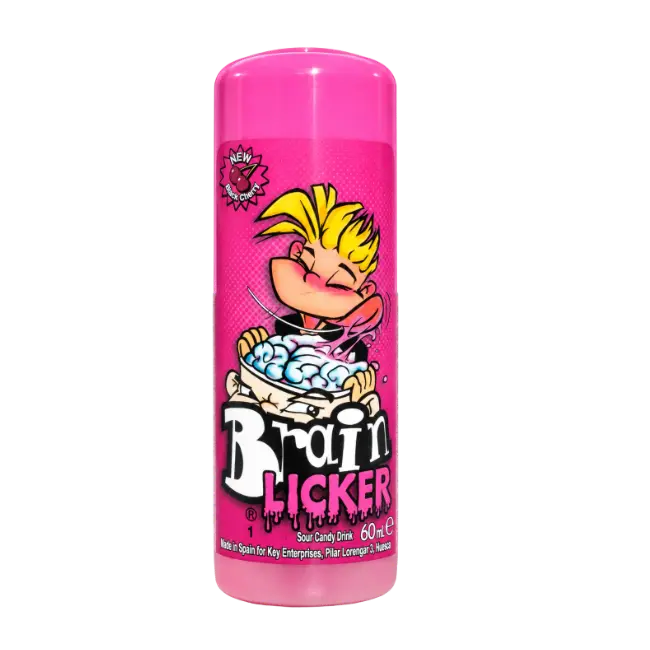 Brain Licker Black Cherry Sour Candy Drink 60ml pink bottle
