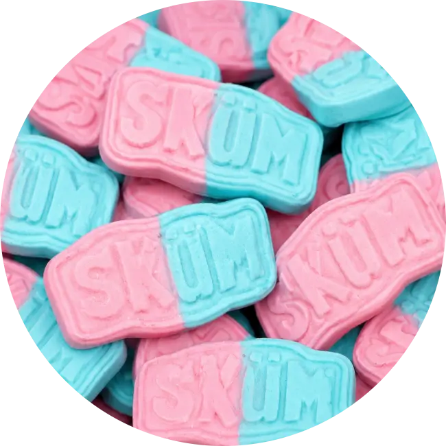 Skum Bubblegum Foam Sweets pink and blue Pick & Mix