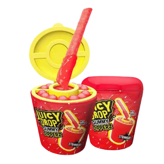 Juicy Drop Gummy Dipperz Strawberry 96g red tub