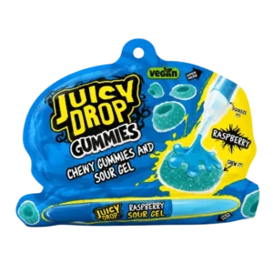 Juicy Drop Gummies Raspberry 57g with raspberry sour gel