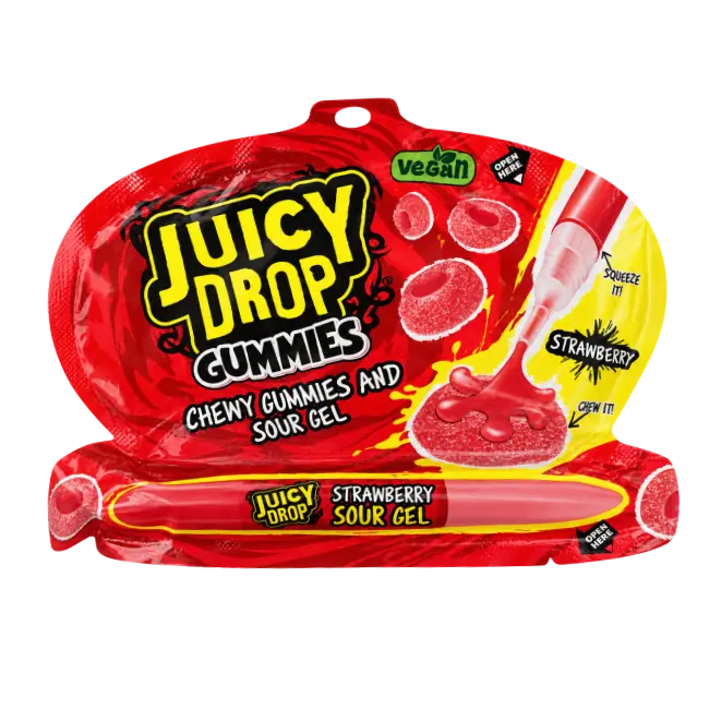 Juicy Drop Gummies Strawberry Sour Gel 57g pack