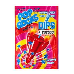 Pop Rocks Dips Strawberry popping candy with lollipop 18g