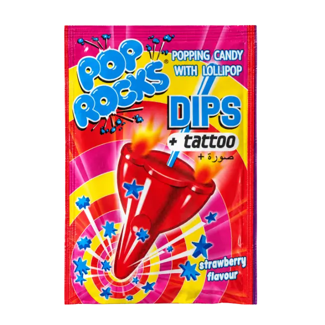 Pop Rocks Dips Strawberry popping candy with lollipop 18g