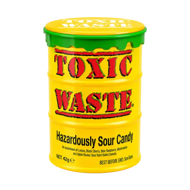 Toxic Waste Hazardously Sour Candy Yellow Drum 42g