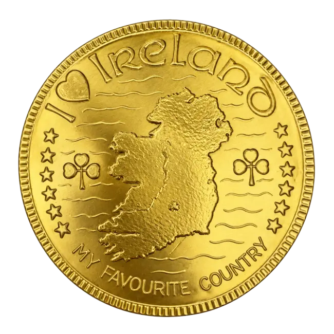 I Love Ireland Milk Chocolate Coin 58g with gold Ireland design