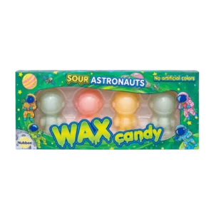 Nubbee Sour Astronauts Wax Candy 24g with four astronaut-shaped wax sweets