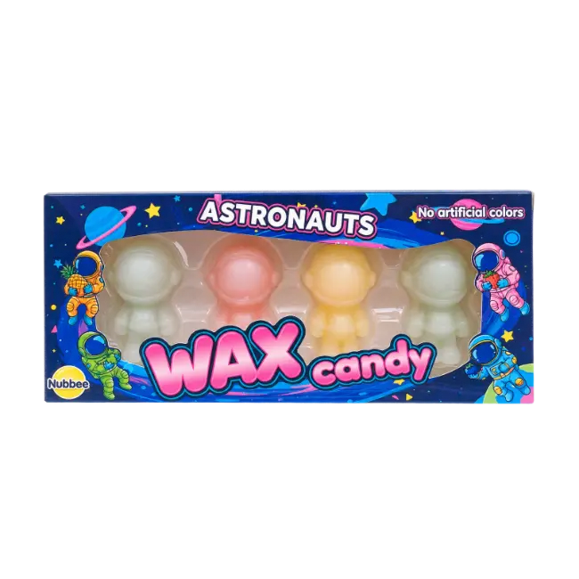 Nubbee Astronauts Wax Candy 24g with four colourful astronaut-shaped wax sweets