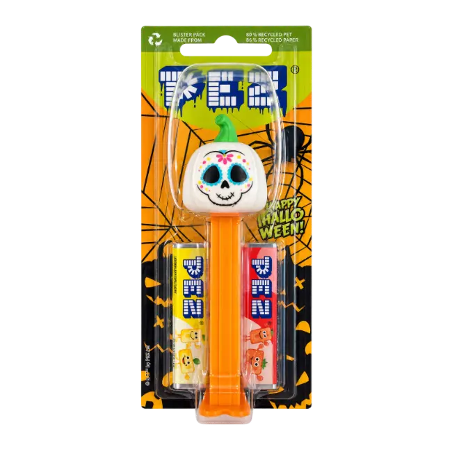 PEZ Halloween Sugar Skull Dispenser with 2 candy refills 17g