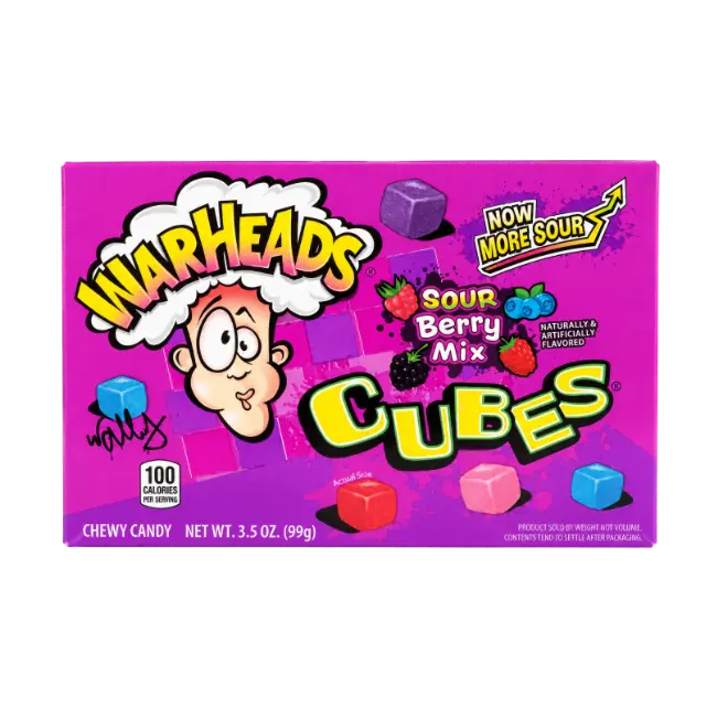 Warheads Sour Berry Mix Cubes 99g box with assorted sour berry chewy sweets
