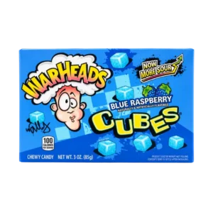 Warheads Blue Raspberry Cubes 85g box of sour chewy sweets