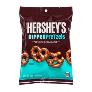 Hershey’s Dipped Pretzels milk chocolate covered pretzels with dark chocolate drizzle, 120g bag