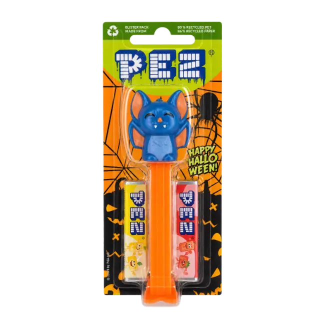 PEZ Halloween Bat Candy Dispenser with two fruit flavour PEZ refills