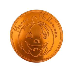 Happy Halloween Pumpkin Coin with orange foil and pumpkin design