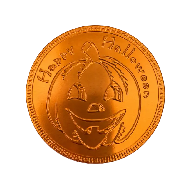 Happy Halloween Pumpkin Coin with orange foil and pumpkin design
