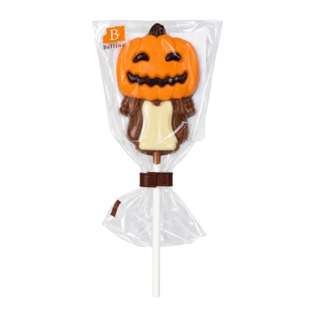 Belfine Pumpkin Penny Milk Chocolate Lollipop 25g for Halloween