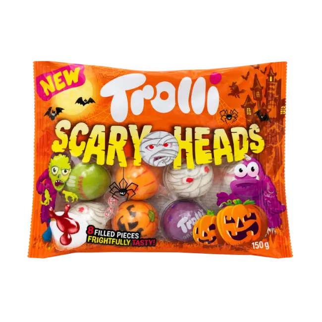 Trolli Scary Heads Filled Gummies 150g Halloween pack with 8 filled pieces