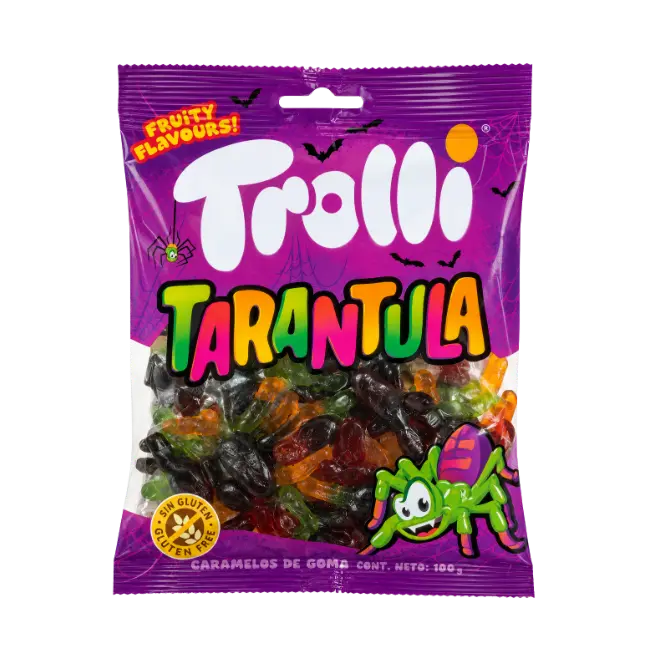 Trolli Tarantula gummy sweets 100g bag with colourful spider-shaped gummies